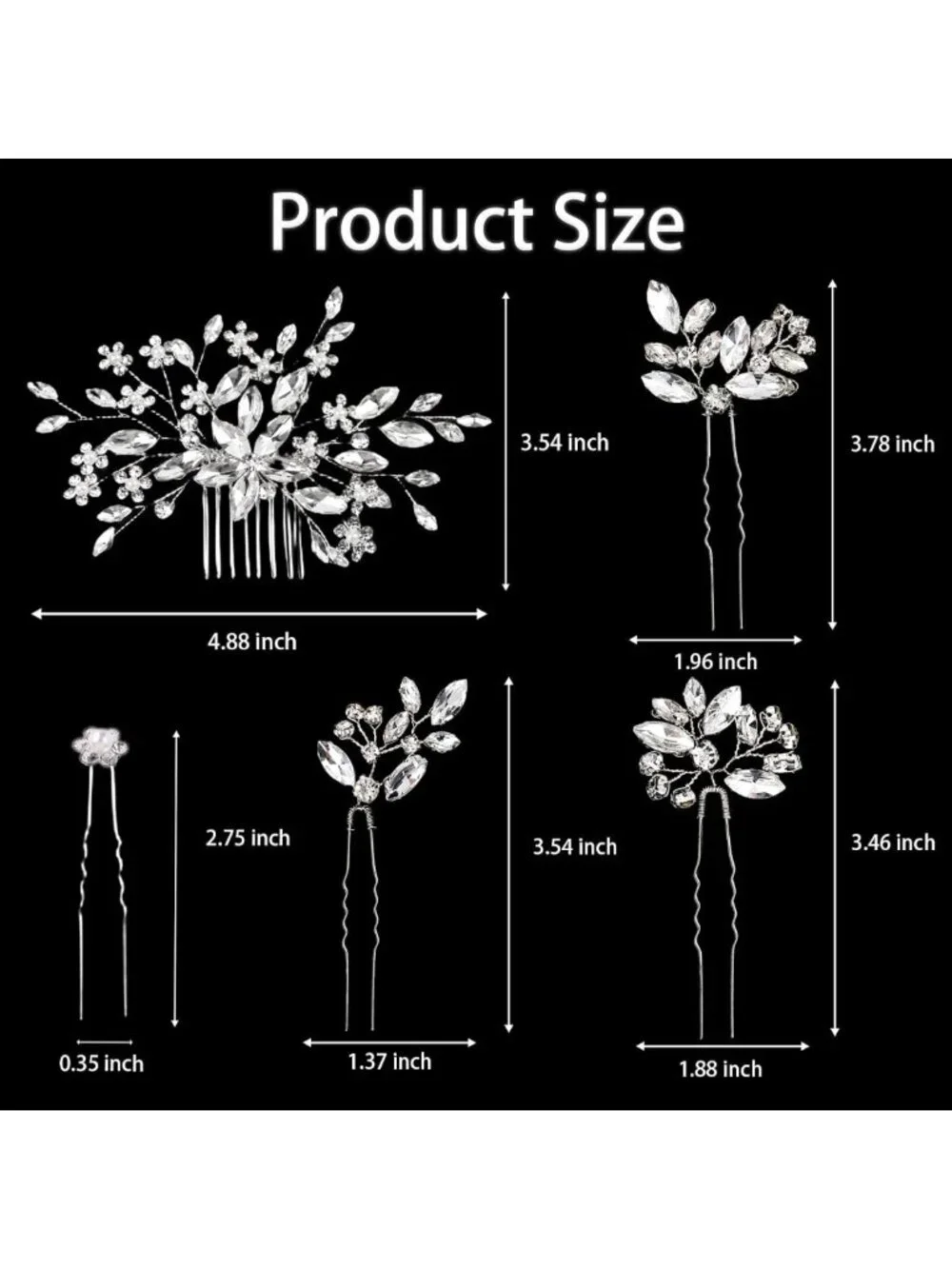 10 Pcs Rhinestone Bridal Hair Pins - Crystal Hair Accessories for Brides